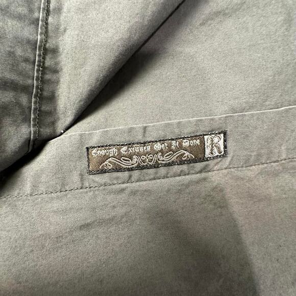 Vintage Y2K Roar Men’s Grey Embellished Western Cross Design Button-Up Shirt L - Picture 4 of 8